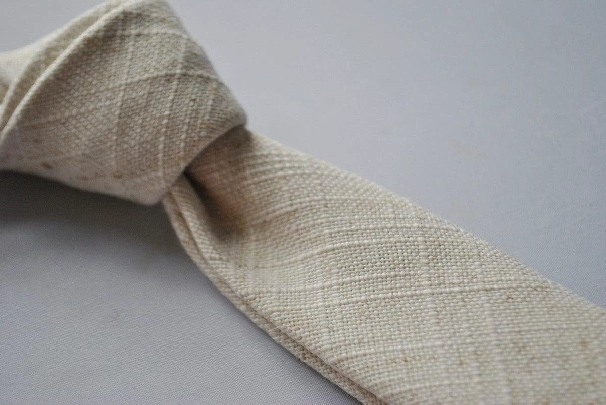 Ivory Textured Linen Skinny Tie - Handmade By Frederick Thomas For Timeless Professional Style And Versatility by Frederick Thomas Handmade Mens Ties