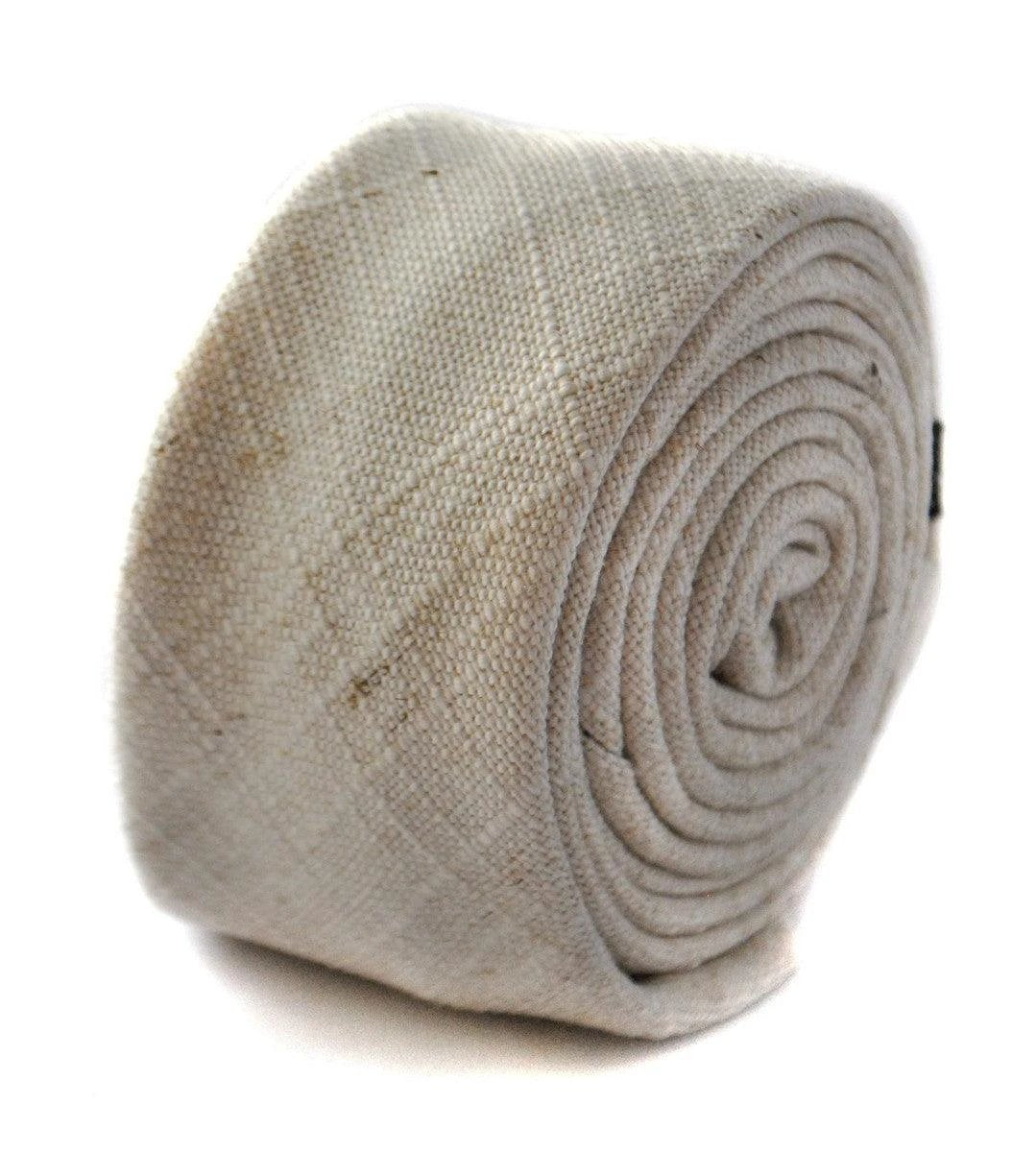 Ivory Textured Linen Skinny Tie - Handmade By Frederick Thomas For Timeless Professional Style And Versatility by Frederick Thomas Handmade Mens Ties