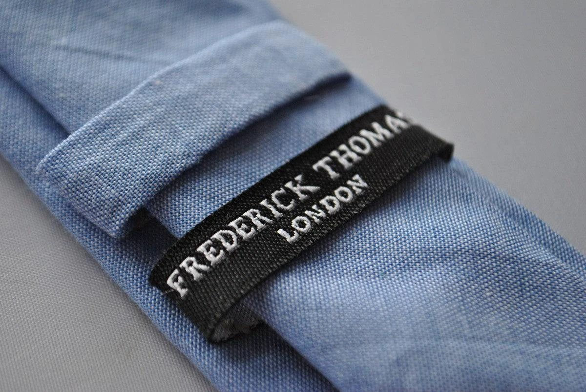 light blue skinny cotton style tie by Frederick Thomas Handmade Mens Ties