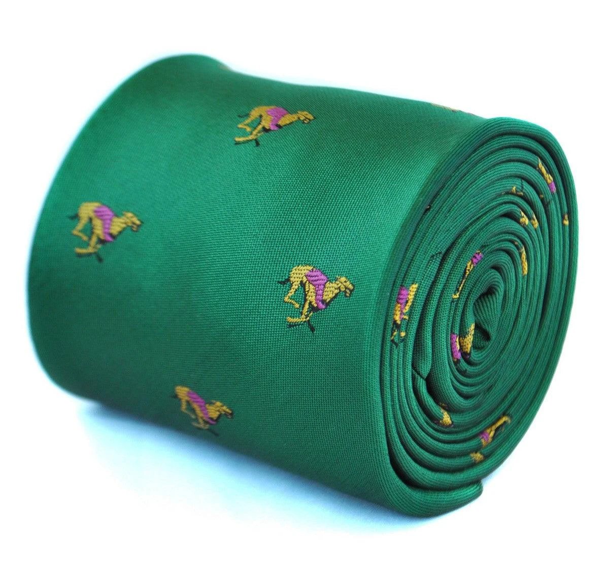 Frederick Thomas Dark Green Racing Greyhound Tie For The Luxury Professional Man With Quiet Confidence by Frederick Thomas Handmade Mens Ties