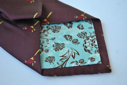 maroon tie with pheasant design by Frederick Thomas Handmade Mens Ties
