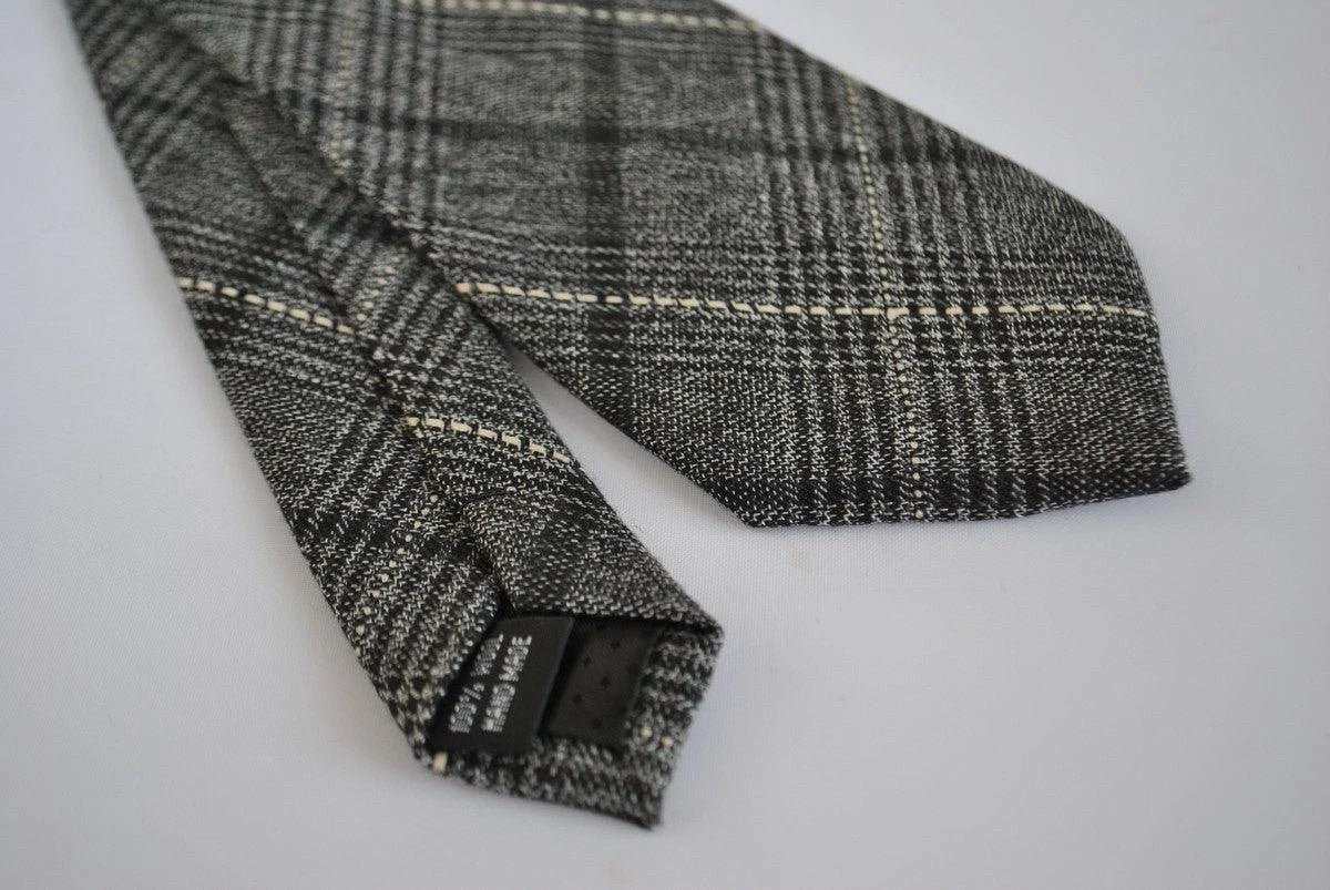 black and grey check tweed wool slim tie by Frederick Thomas Handmade Mens Ties