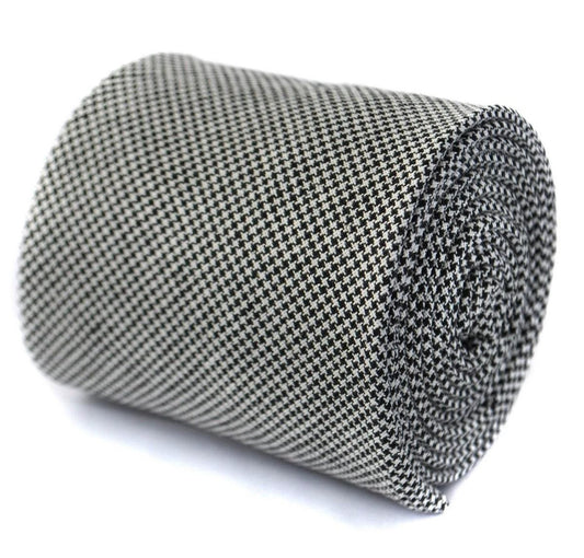 black and white dogtooth cotton textured tie by Frederick Thomas Handmade Mens Ties