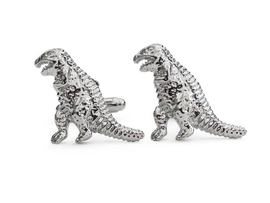 silver t-rex dinosaur cufflinks by Frederick Thomas Handmade Mens Ties