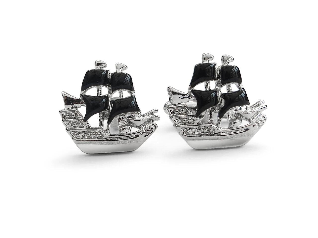 silver ship cufflinks by Frederick Thomas Handmade Mens Ties