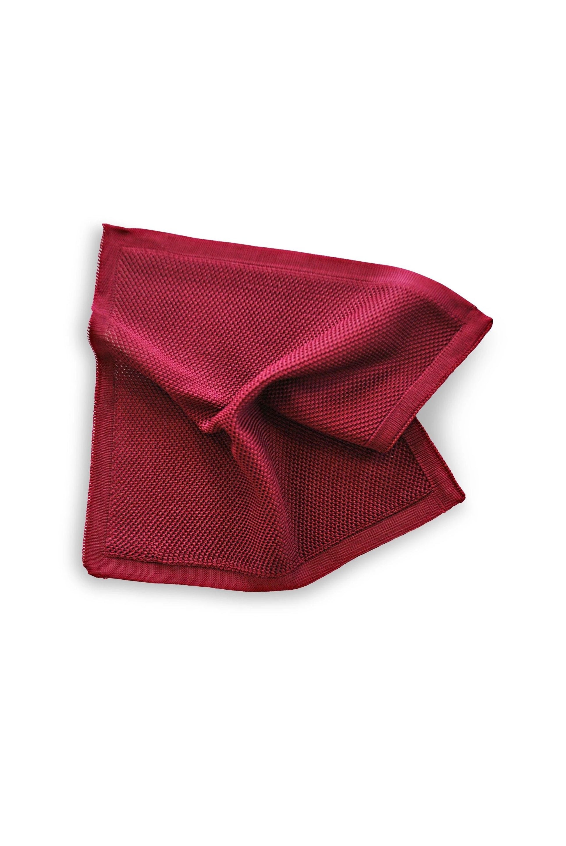 Maroon Knitted Tie with Matching Pocket Square by Frederick Thomas Handmade Mens Ties