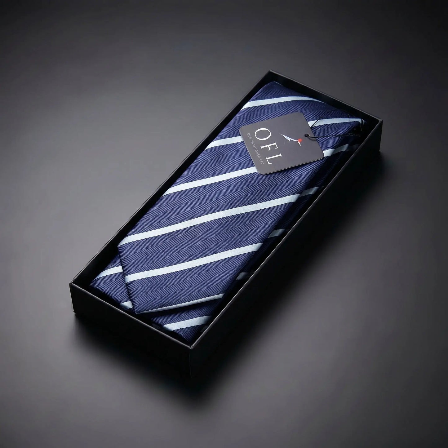 Navy Blue & Light Blue Stripe Tie - Hawksmoor Edit by OFL Ties