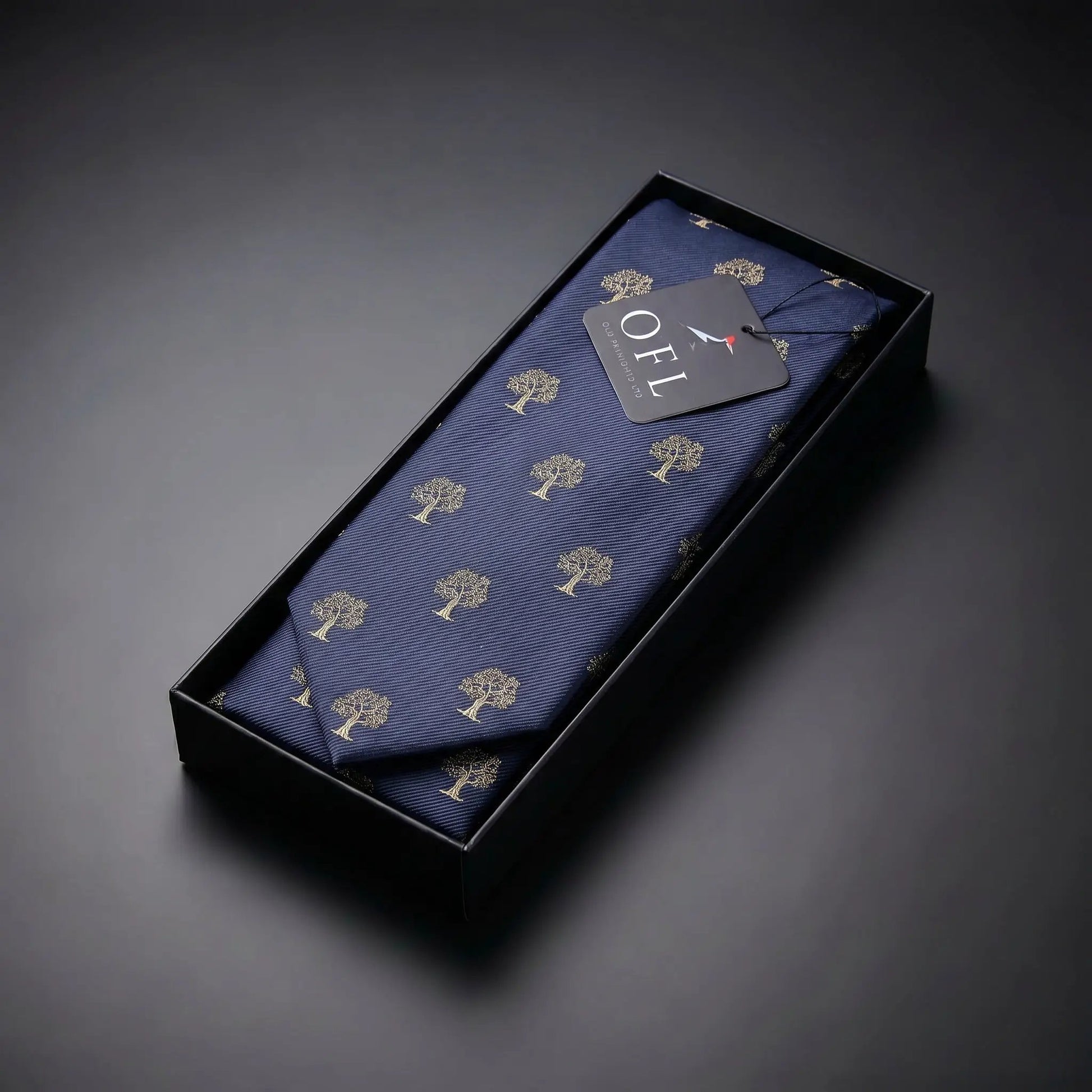 Tree Tie Navy Blue & Gold by OFL Ties