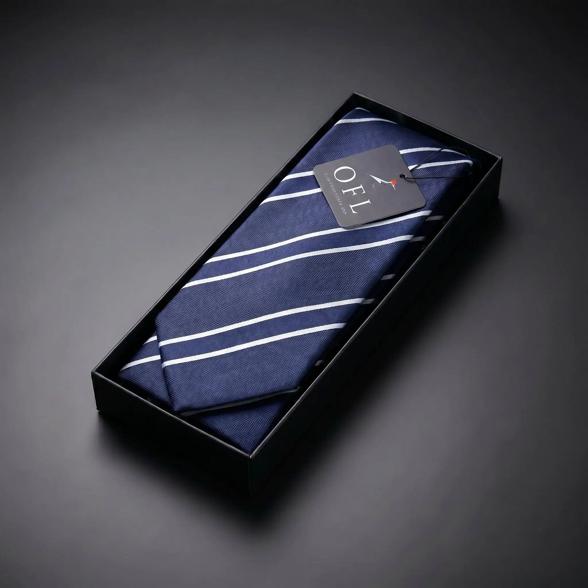 Navy Blue & White Stripe Tie - Charleston Edit by OFL Ties