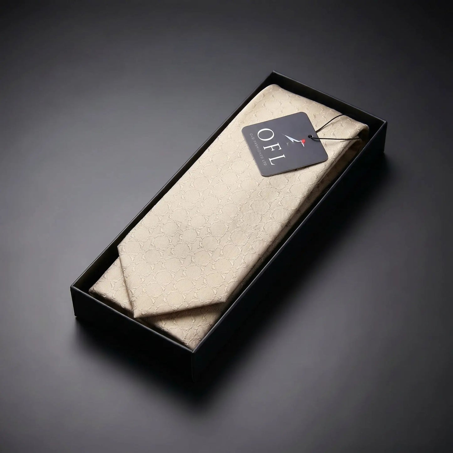 Beige Textured Tie by OFL Ties
