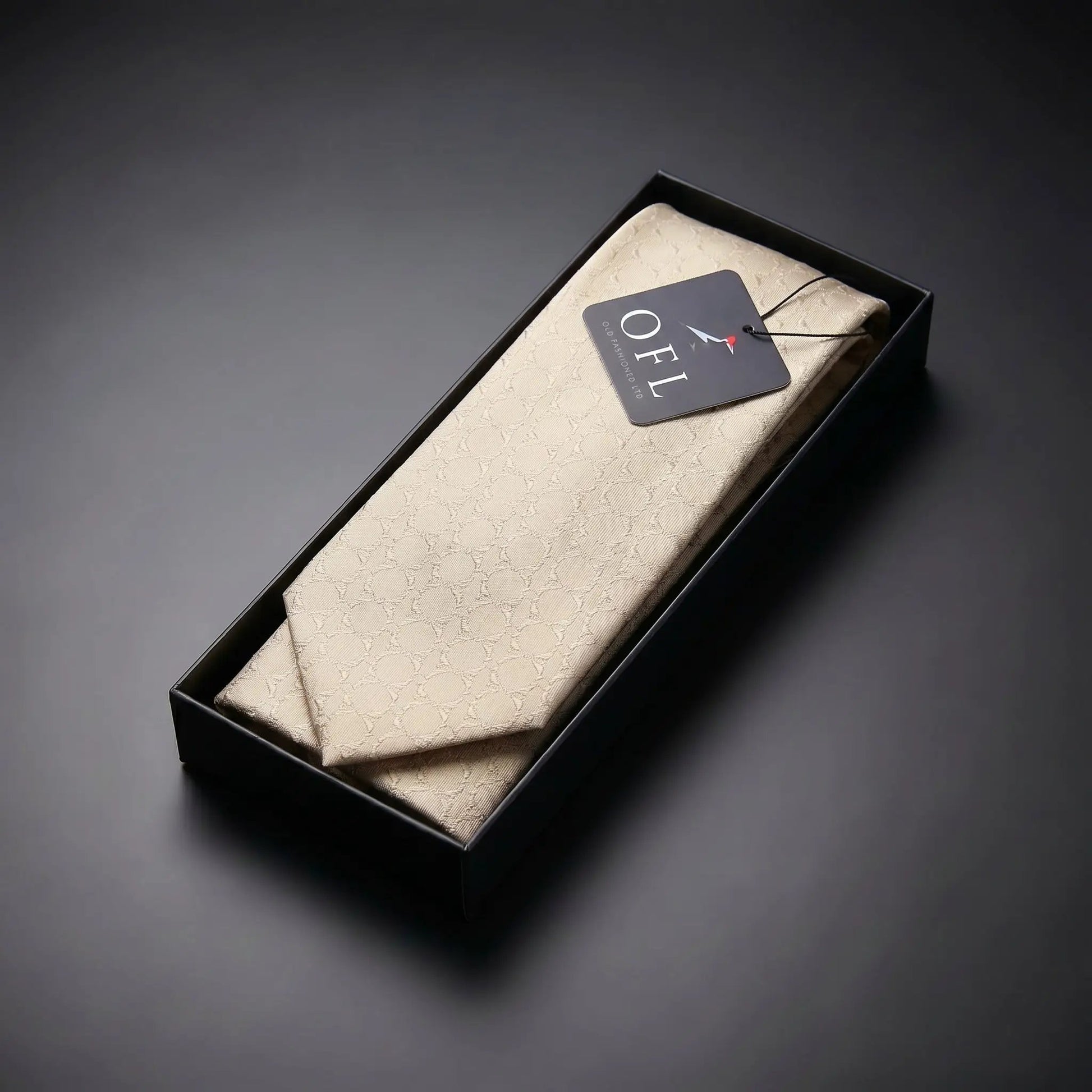 Beige Textured Tie by OFL Ties