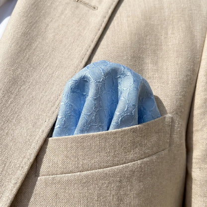 Pastel Blue Textured Pocket Square by OFL Ties