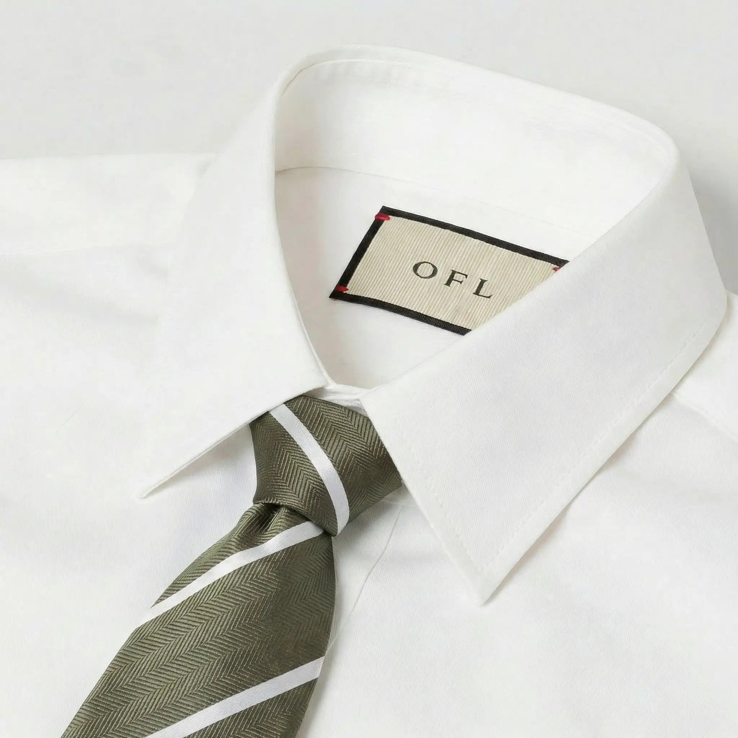 Khaki & White Stripe Tie - Hawksmoor Edit by OFL Ties