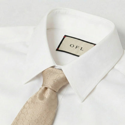Beige Textured Tie by OFL Ties