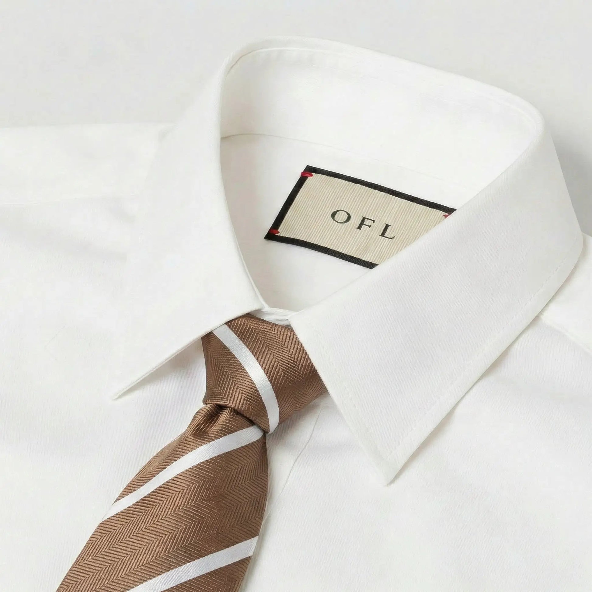 Mocha & White Stripe Tie - Hawksmoor Edit by OFL Ties