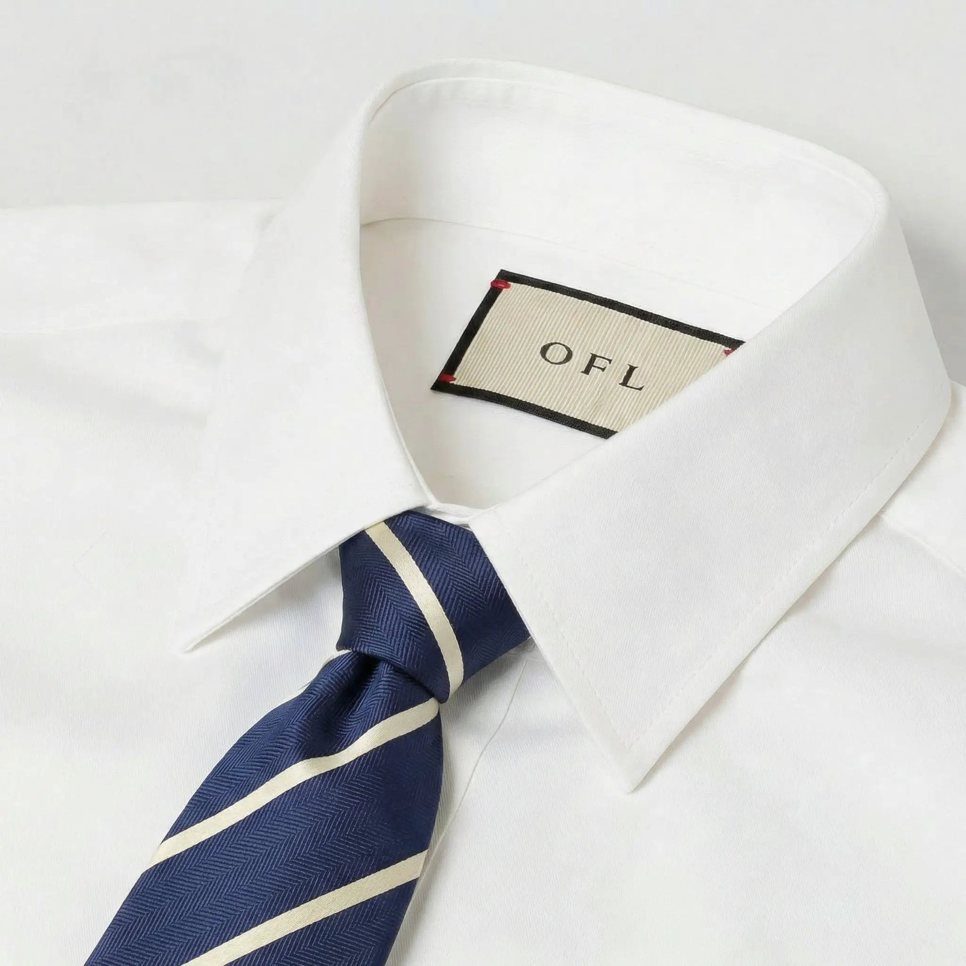 Navy Blue & Pale Yellow Stipe Tie - Hawksmoor Edit by OFL Ties