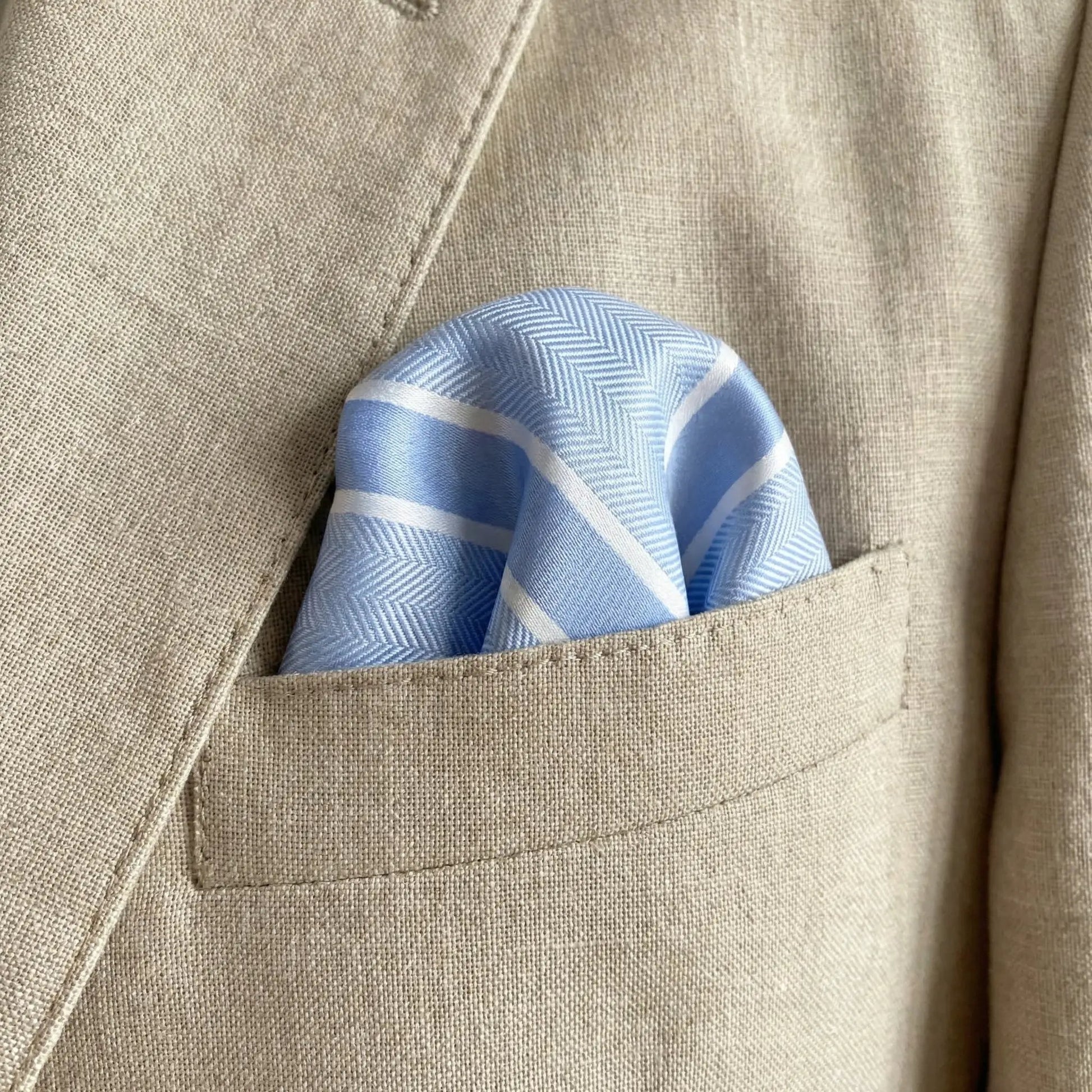 Light Blue & White Stripe Pocket Square - Charleston Edit by OFL Ties