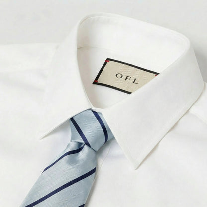 Light Blue & Navy Blue Stripe Tie - Hawksmoor Edit by OFL Ties
