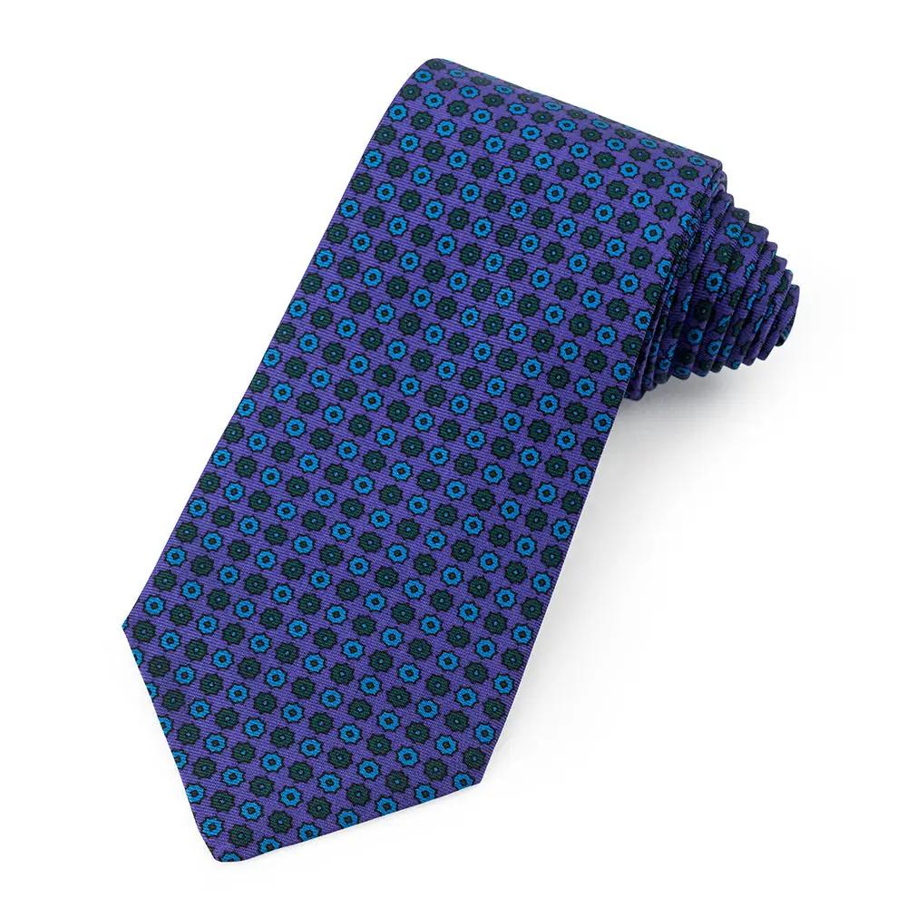 Mini Star Ancient Madder Silk Tie In Purple by Benson & Clegg